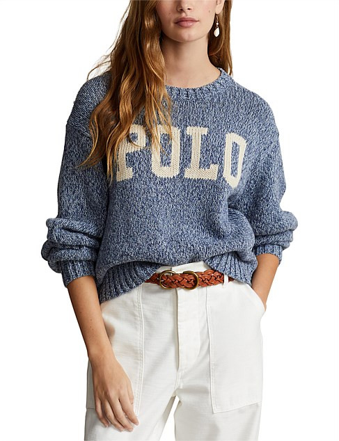 Polo Ralph Lauren Logo Cotton Crewneck Sweater | David Jones | David Jones (Australia & New Zealand)