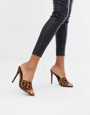 Missguided pointed heeled mules in leopard | ASOS US
