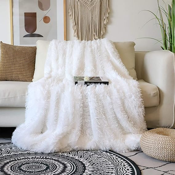 Decorative Extra Soft Faux Fur Blanket Twin Size 70" x 78",Solid Reversible Fuzzy Lightweight Lon... | Amazon (US)