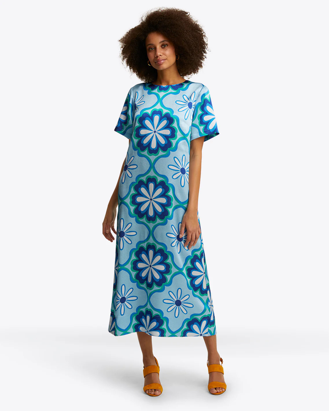 Norah Short Sleeve Midi Dress in Hammered Satin | Draper James (US)