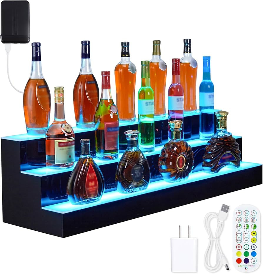 3-Step 40 in Liquor Bottle Display Shelf, Commercial Bar Display Shelf with Remote & App Control,... | Amazon (US)