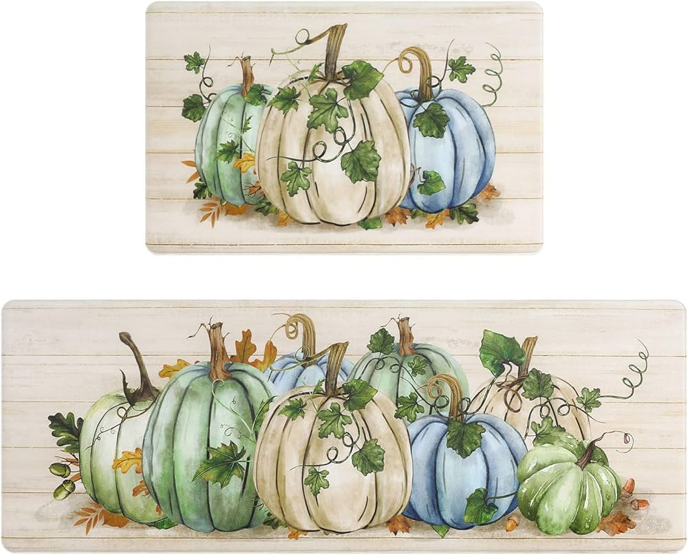 U'Artlines Pumpkin Anti Fatigue Kitchen Rugs Sets 2 Piece Seasonal Fall Holiday Party Vintage Far... | Amazon (US)
