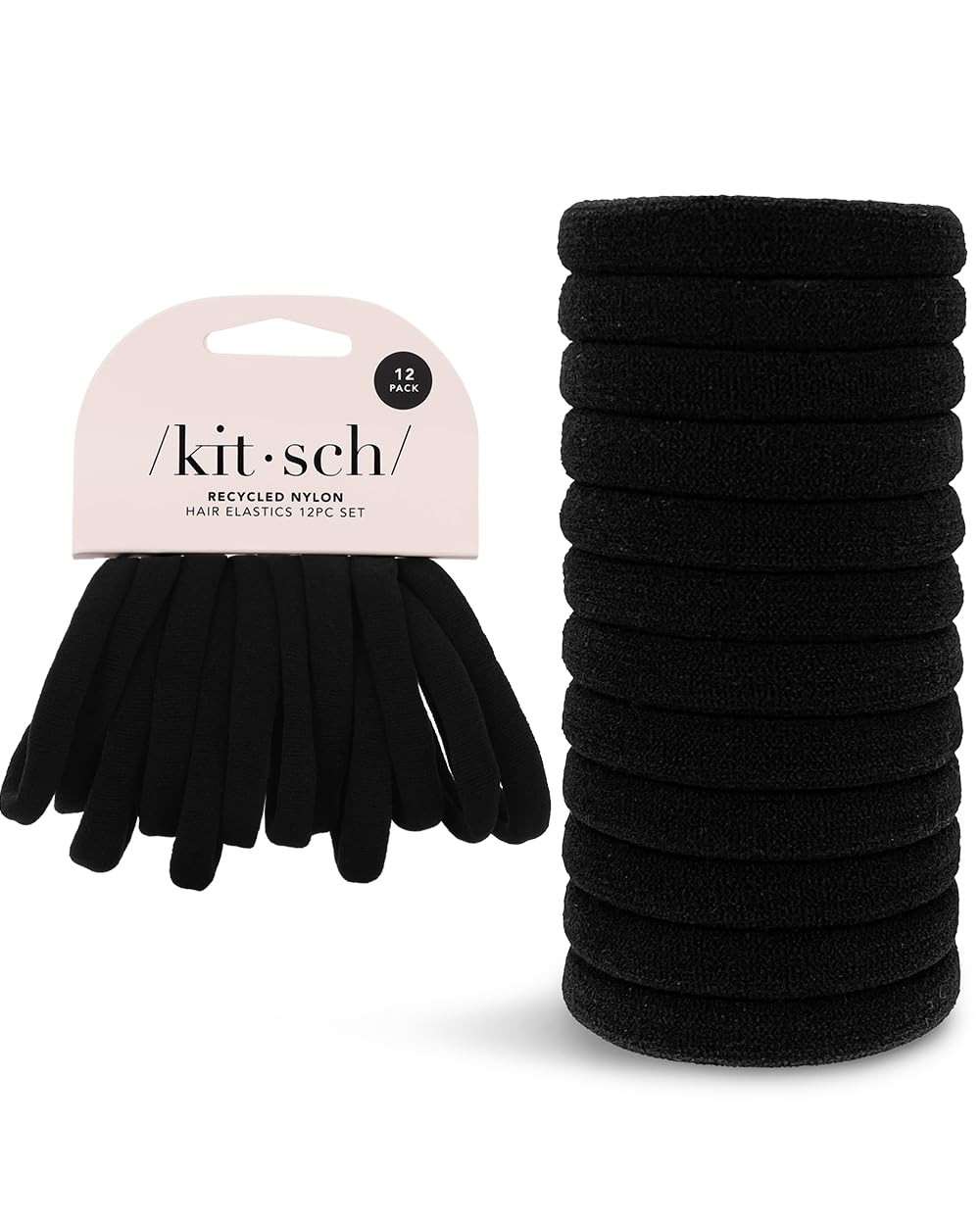 Kitsch Nylon Hair Ties No Damage - Stretchable Elastics for Strong All-Day Hold, Ponytail Holders... | Amazon (US)