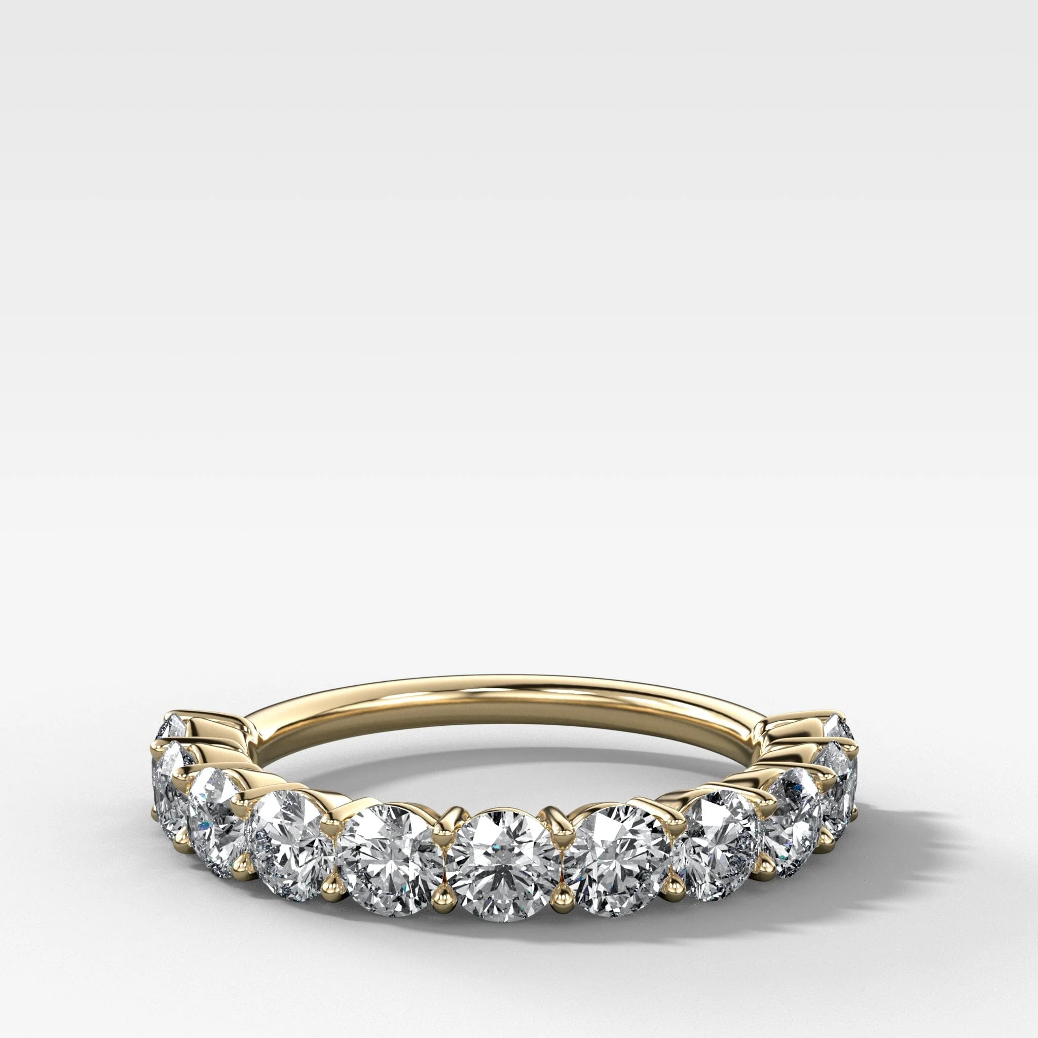 Jumbo Shared Prong Wedding Band With Round Diamonds | Good Stone