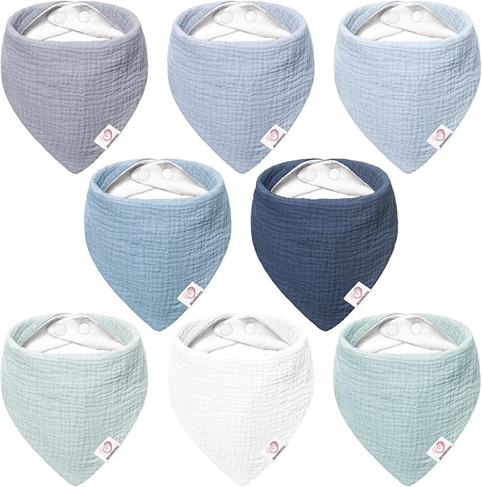 Bearmoss 100% Cotton Muslin Baby Bibs 8-Pack Baby Bandana Drool Bibs for Unisex Baby Boys Girls D... | Amazon (US)