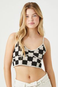 Checkered Sweater-Knit Cropped Cami | Forever 21 (US)