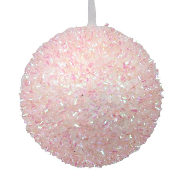 Mrs. Claus' Bakery Pink Tinsel Ball Ornament, 3.9" | At Home