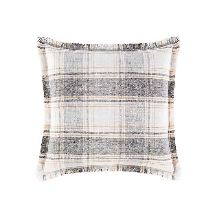 New!Silver and Gray Down Filled Plaid Pillow | Kirkland's Home