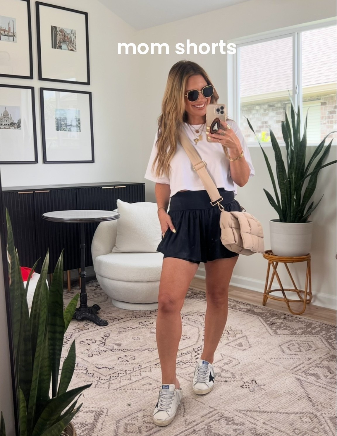 My go to mom shorts!! Have built in spandex shorts. So comfy & cute. 
Wearing size medium. Come in white too.

#LTKOver40 #LTKootd #LTKmomlife