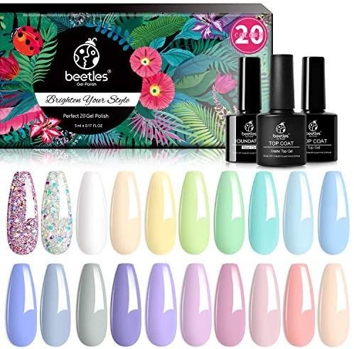 Beetles 20Pcs Gel Nail Polish Kit, with Glossy & Matte Top Coat and Base Coat - Pastel Paradise G... | Amazon (US)