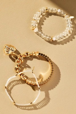 Mixed Beaded Stretch Bracelets, Set of 3 | Anthropologie (US)