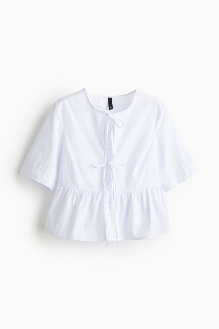 Tie-front poplin blouse | H&M (UK, MY, IN, SG, PH, TW, HK)