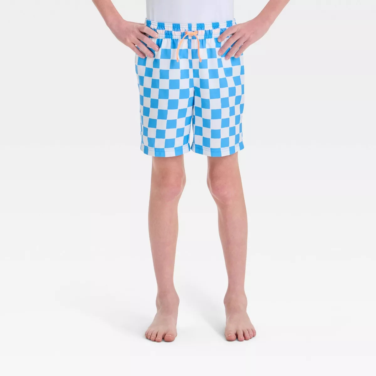 Boys' Checkered Swim Shorts - Cat & Jack™ Black L Husky | Target