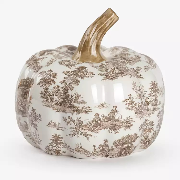 Taupe Toile Ceramic Pumpkin, 7.5 in. | Kirklands