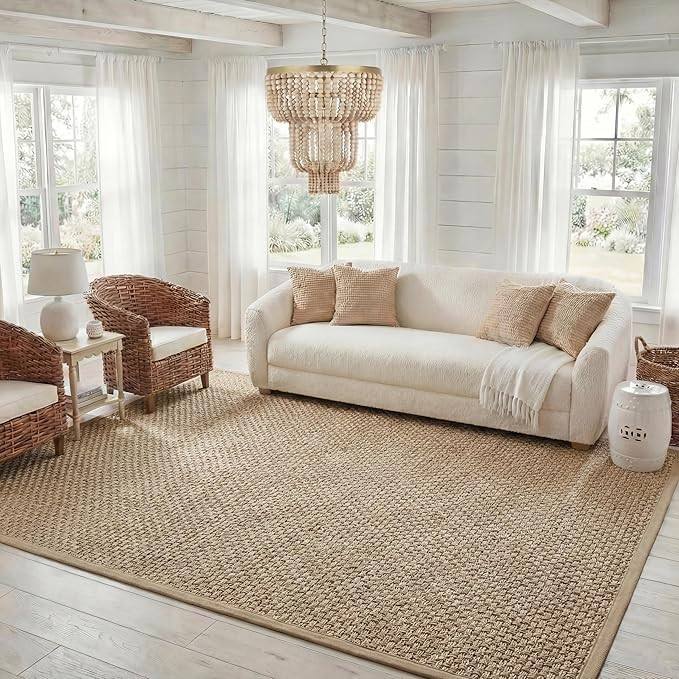 SAFAVIEH Area Rug 8x10 - Natural Fiber Collection - Large - Natural & Beige, Seagrass, Basketweav... | Amazon (US)