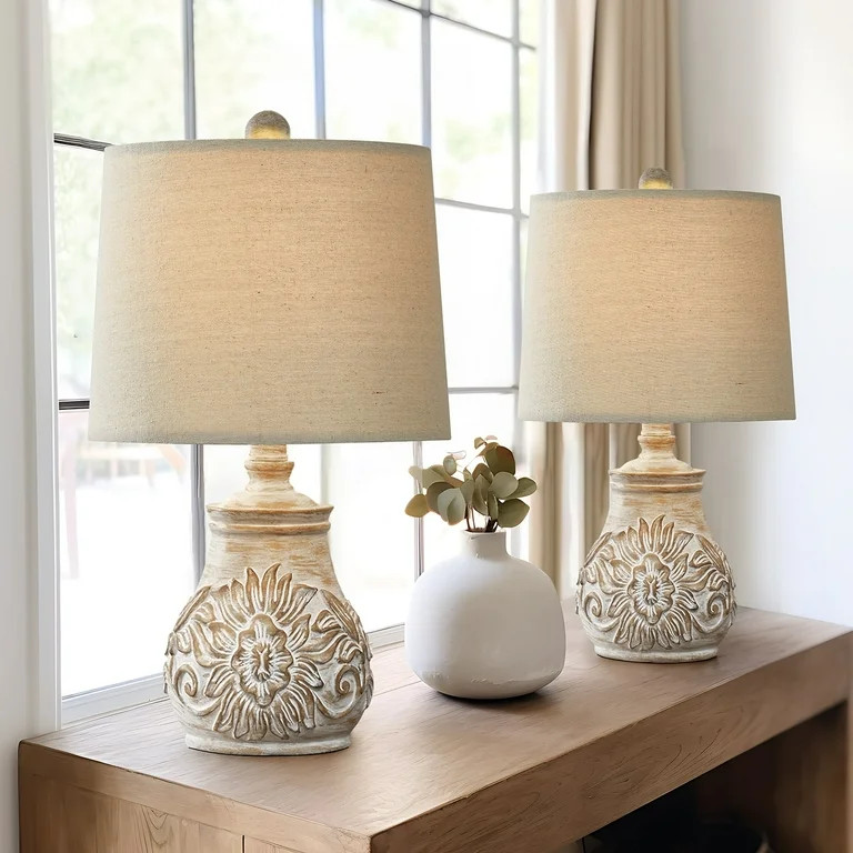 Oneach Retro Table Lamps for Living Room Bedroom 18.5" Farmhouse Set of 2 Nightstands Lamp Bedsid... | Walmart (US)