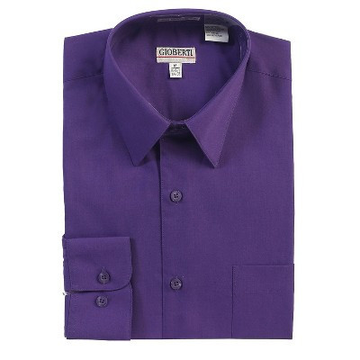 Gioberti Men's Long Sleeve Solid Dress Shirt, Purple, Large, Sleeve 33-34 | Target