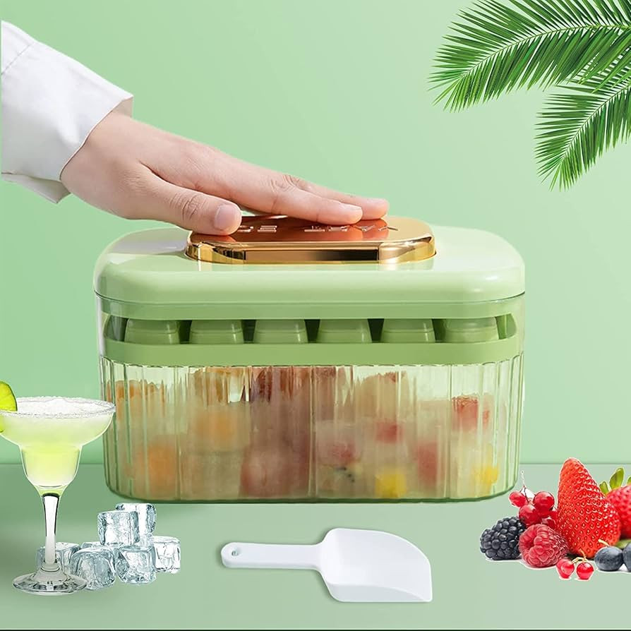 ZZWILLB Silicone Ice Trays for Freezer, Stackable Ice Cube Tray with Lid, Bin & Scoop, Durable Ic... | Amazon (US)
