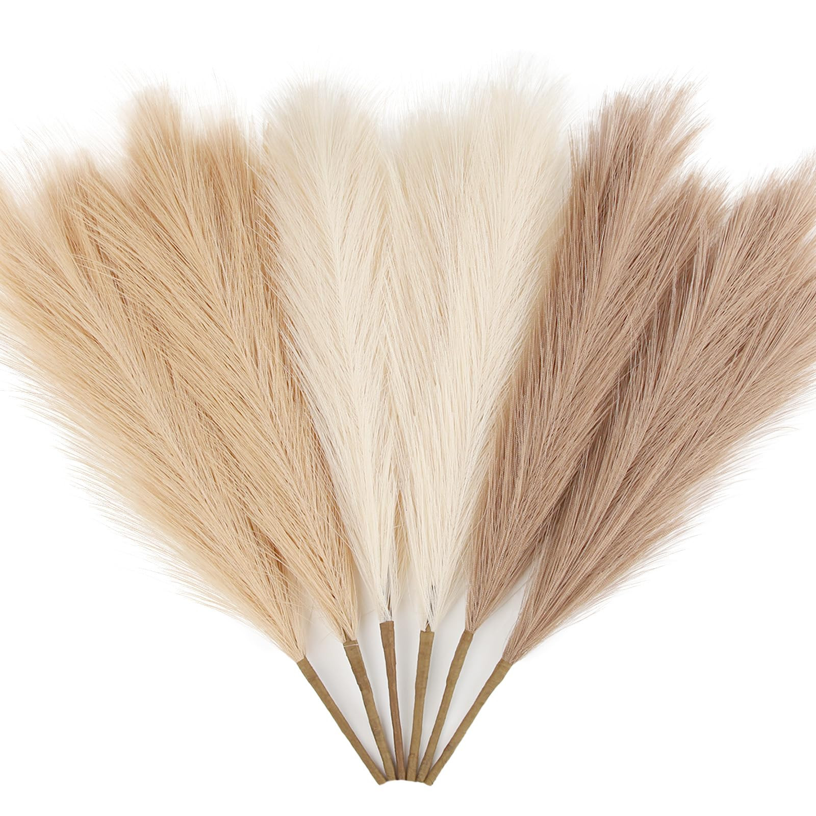 ZIFTY 6-Pcs 17" Pampas Grass Faux Pompas Fluffy Artificial Fake Flower Boho Decor for Vase Filler... | Amazon (US)