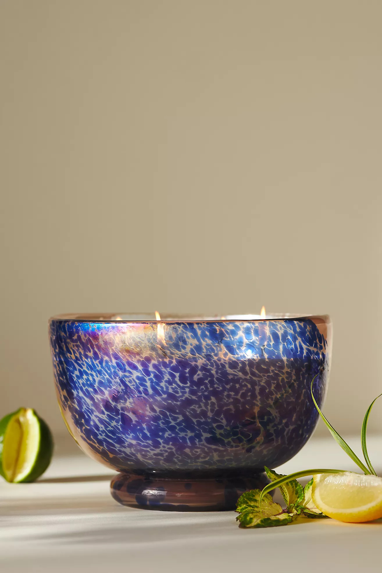 Laney Floral Lily Cheena Glass Candle | Anthropologie (US)