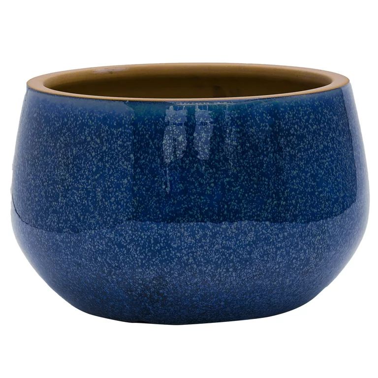 Better Homes & Gardens 12" x 12" x 7.45" Round Blue Ceramic Plant Planter | Walmart (US)