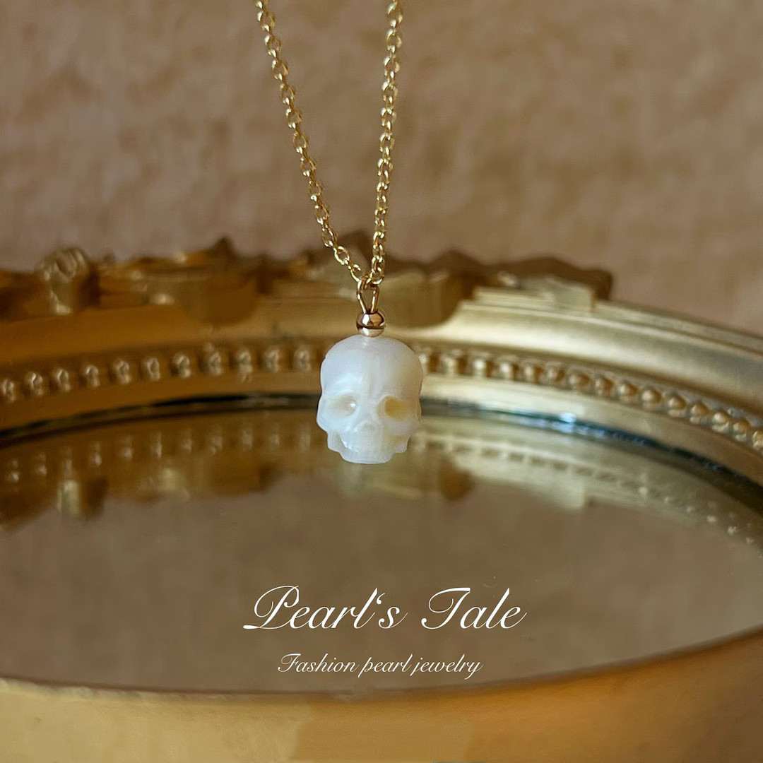 Natural Pearl Necklace Hand-carved Pearl Skull - Etsy | Etsy (US)