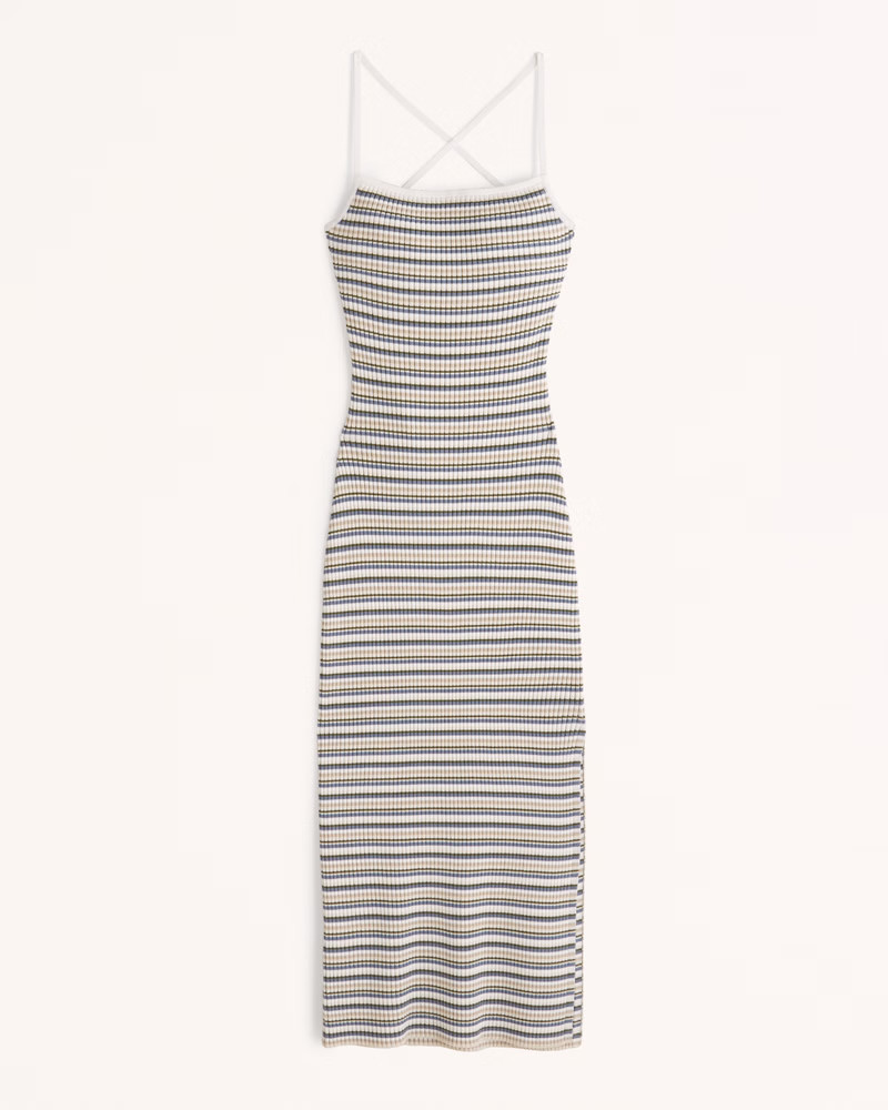Women's Lace-Up Ribbed Midi Dress | Women's Dresses & Jumpsuits | Abercrombie.com | Abercrombie & Fitch (US)