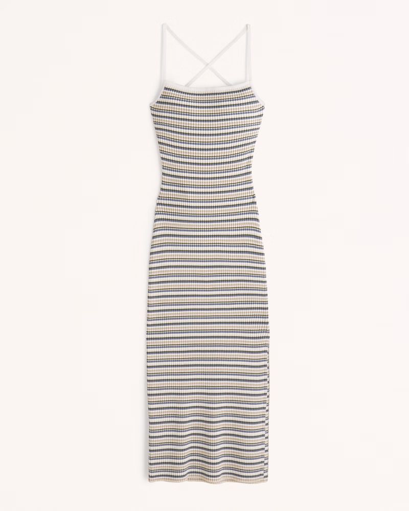 Lace-Up Ribbed Midi Dress | Abercrombie & Fitch (US)