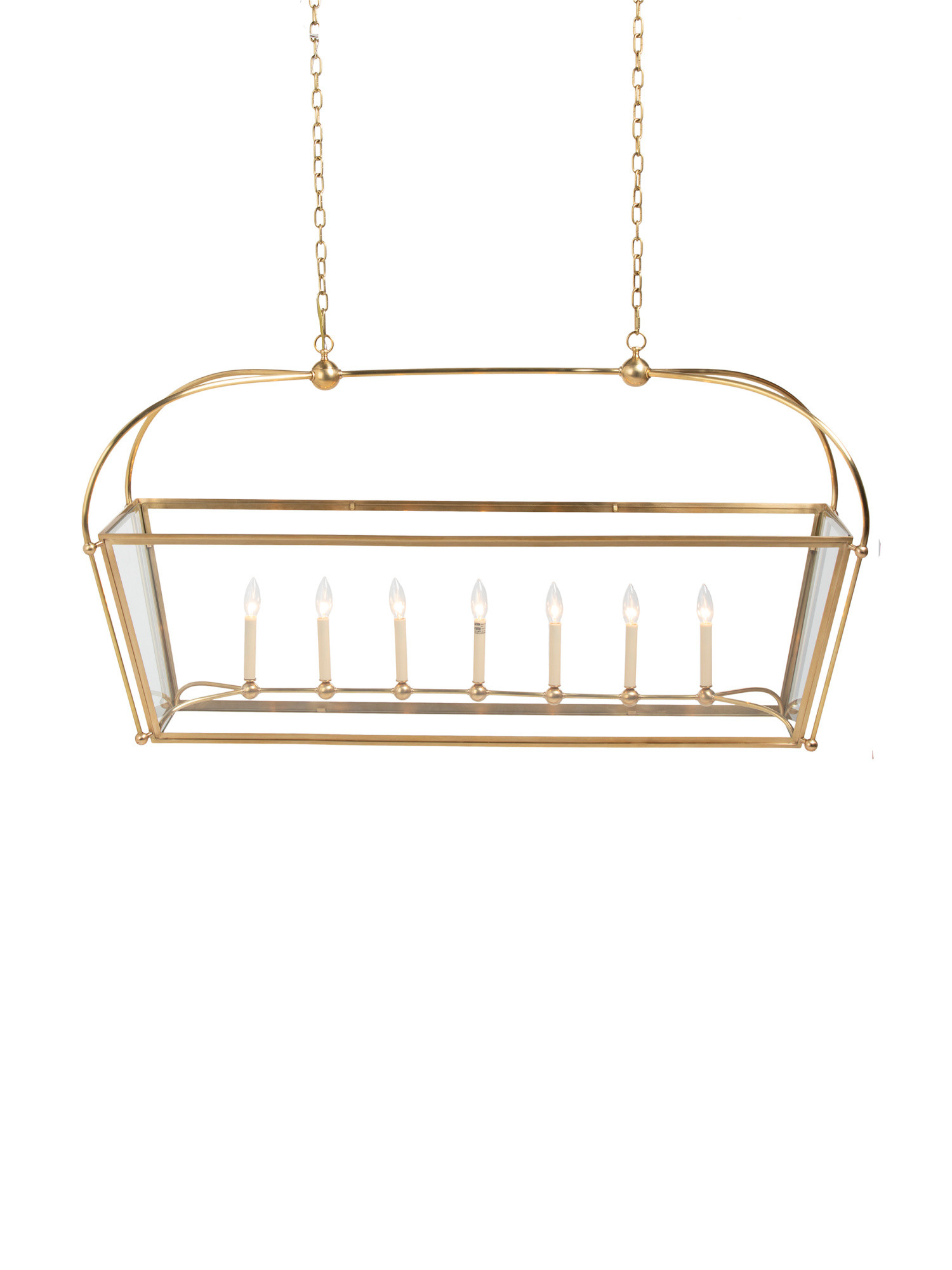 29.25x54 Riverside Hand Rubbed Brass And Glass Linear Pendant | TJ Maxx
