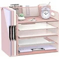 INTIGE Desk Organizer with File Holder, 5 Tier Desktop File Organizer with 3 Pen Holders, Paper L... | Walmart (US)