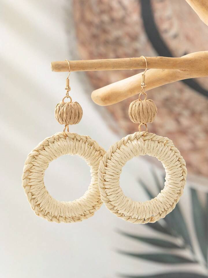 Rattan Round Drop Earrings | SHEIN