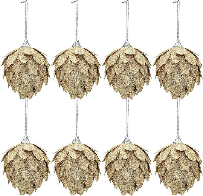 Jetec 8 Pieces Christmas Tree Ornaments Glitter Christmas Tree Hanging Decoration Decorative Arti... | Amazon (US)