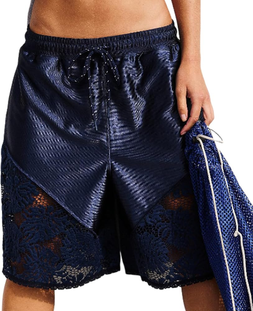Vhitler Lace Satin High Waisted Bermuda Shorts Cute Basketball Shorts Y2k | Amazon (US)