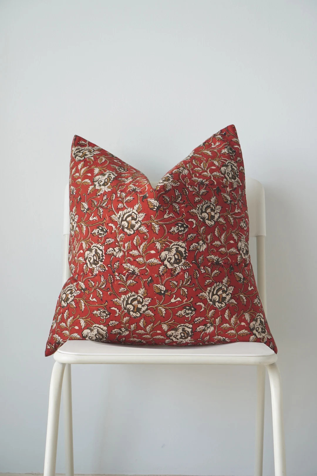 Indian Block Print Pillow Cover: Floral Batik, Boho Farmhouse Decor - Etsy | Etsy (US)