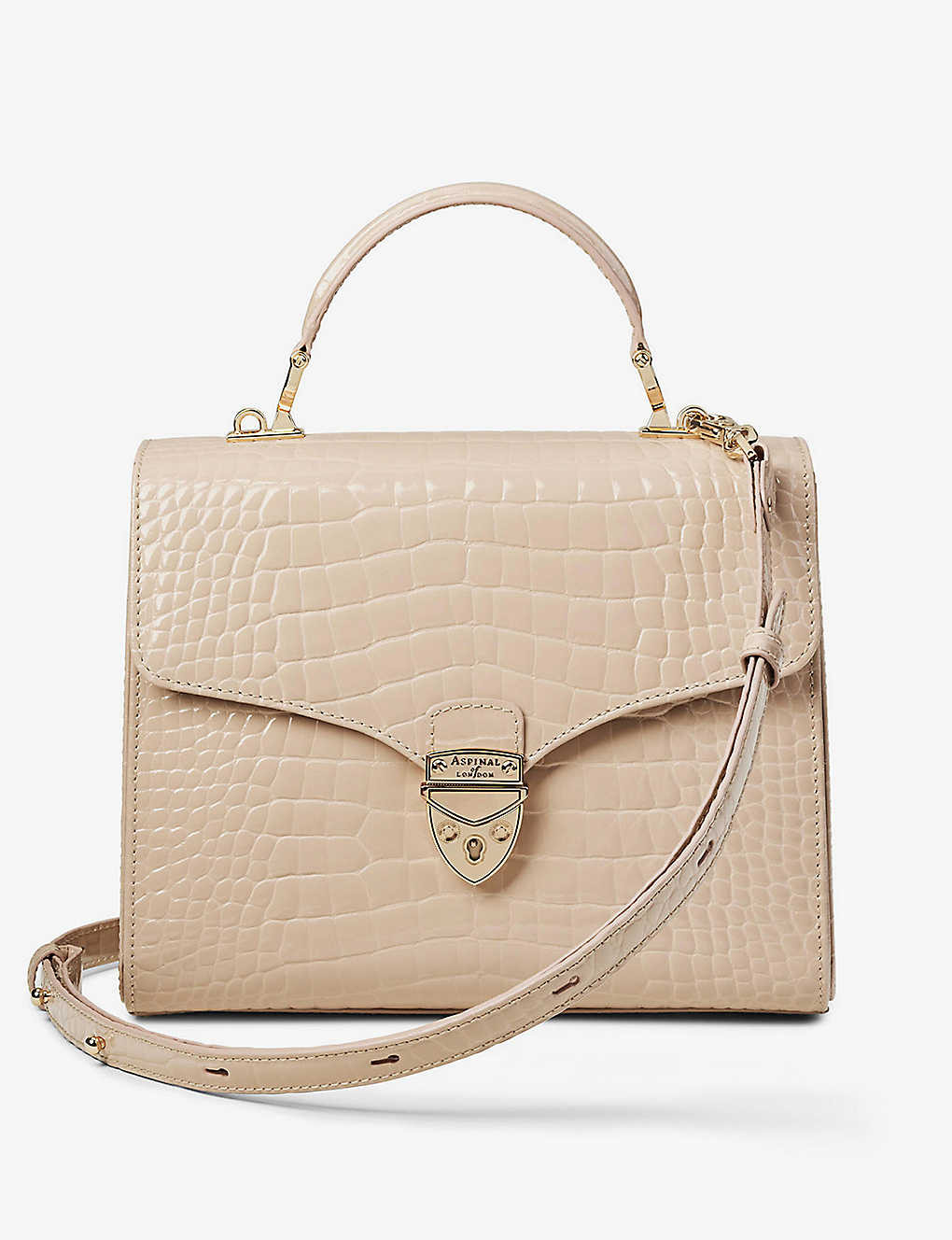 Mayfair large crocodile-embossed patent-leather top-handle bag | Selfridges