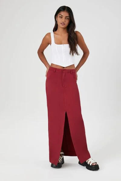 Twill Split-Hem Maxi Skirt | Forever 21 (US)