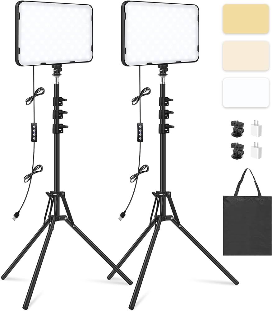 2 Pack LED Video Light with 63'' Tripod Stand, Obeamiu 2500-8500K Dimmable Photography Studio Lig... | Amazon (US)