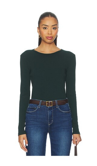 Bobi Crewneck Long Sleeve Tee in Dark Green. - size L | Revolve Clothing (Global)