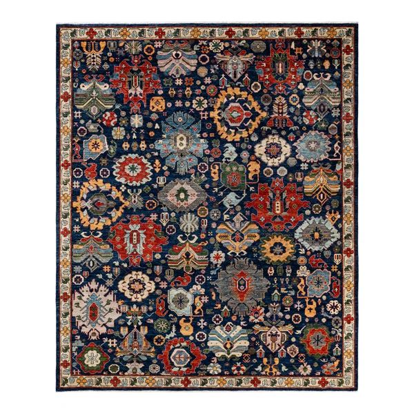 One-of-a-Kind Hand-Knotted 2000'S 8' X 9'9" Wool Area Rug in Red/Blue/Orange | Wayfair North America