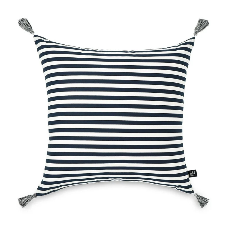 Gap Home Mini Stripe w/ Tassels Outdoor Pillow, Sage, 18"x18" | Walmart (US)