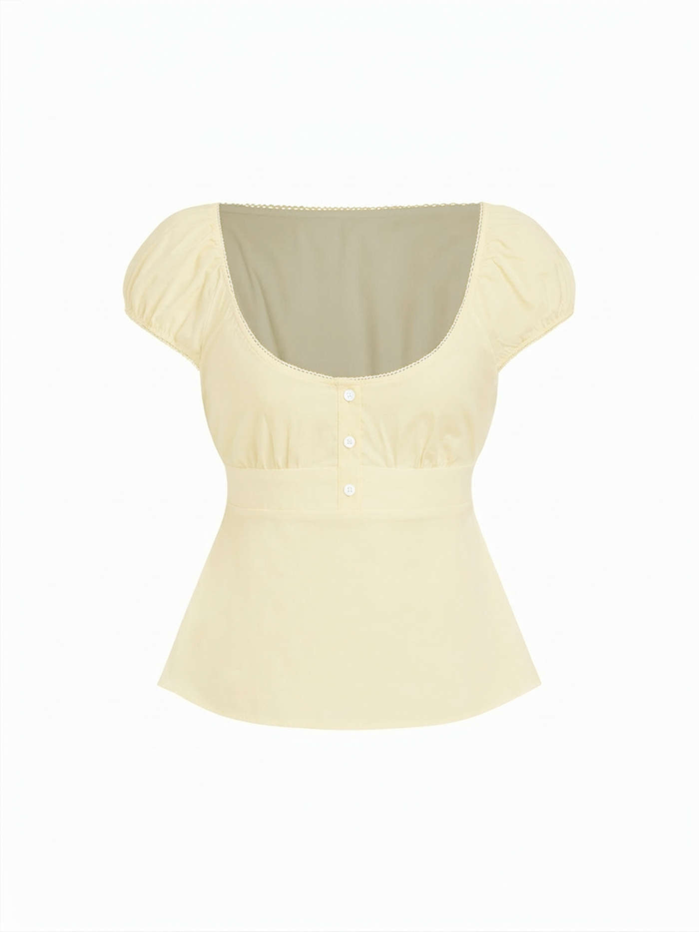 Cotton Lace Trim Knotted Short Puff Sleeve Blouse $29.90Flash Shipping | Cider