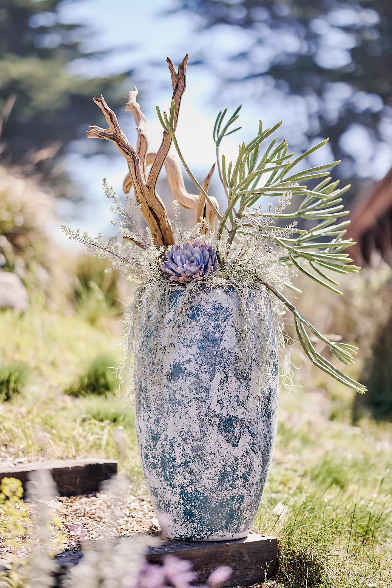 Canyon Blue Ceramic Tall Egg Planter | Terrain