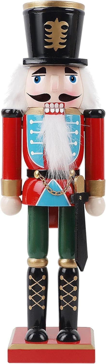 Joliyoou 12 inch Christmas Nutcracker, Wooden Nutcracker Soldier with Sword, Traditional Hand-Pai... | Amazon (US)