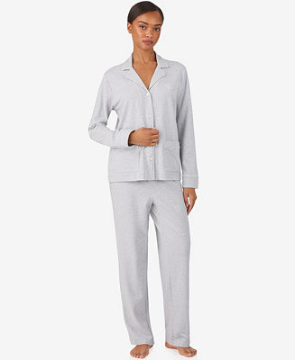 Lauren Ralph Lauren Women's Long-Sleeve Notch Collar Long Pant Pajama Set - Macy's | Macy's