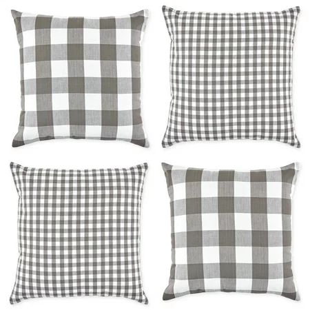 DII Asst Gray/White Gingham/Buffalo Check Pillow Cover 18x18 Set/4, 18x18 | Walmart (US)