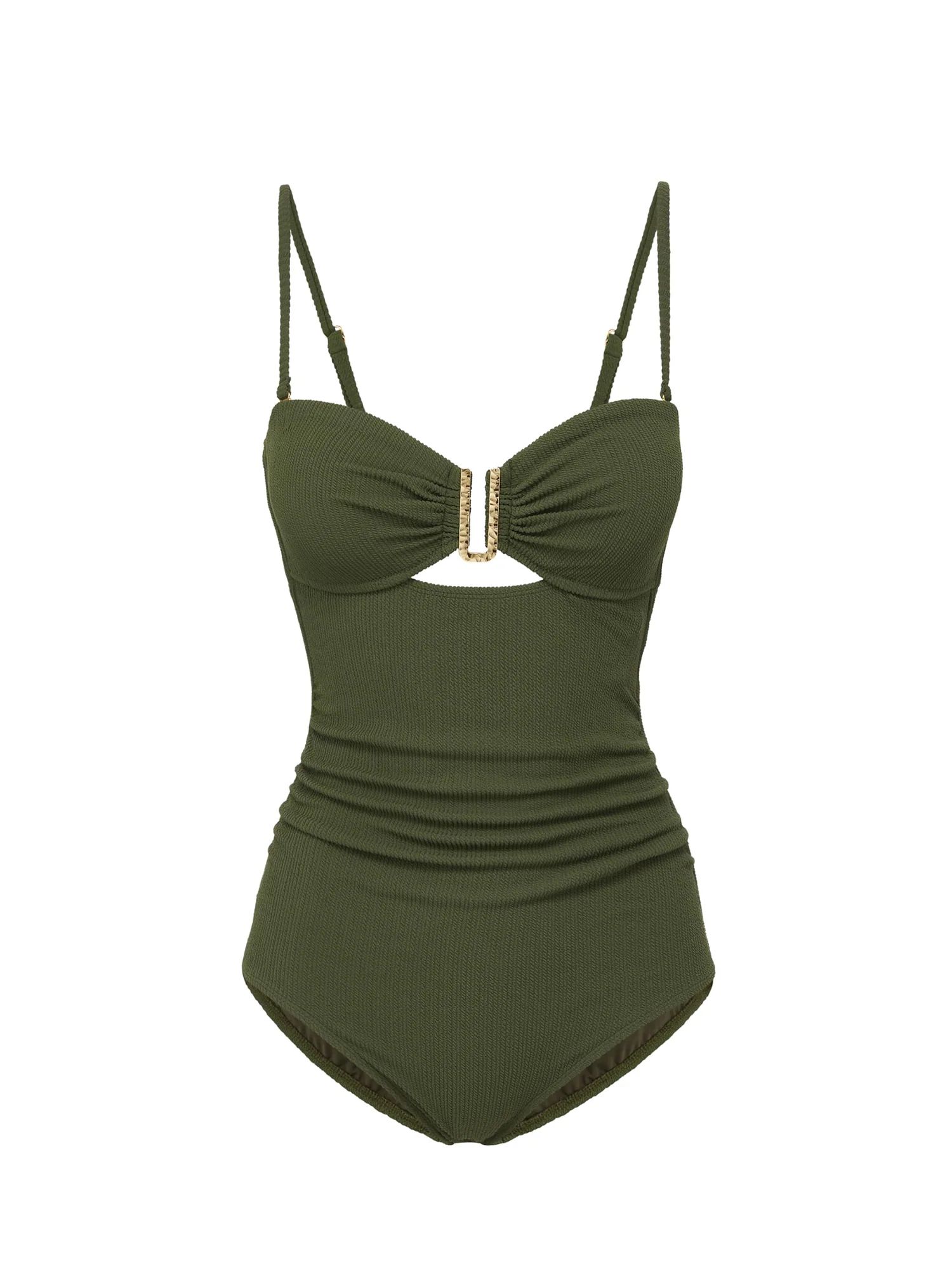 Lisa One Piece Olive Textured Stripe | Change of Scenery