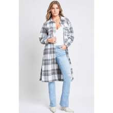 Women's Plaid Shacket Long Duster | SHEIN