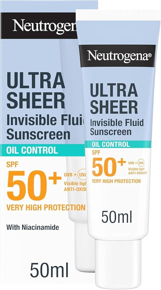 Neutrogena Ultra Sheer Invisible Fluid Sunscreen Oil Control SPF50+ (1x 50ml), Very High Broad-Sp... | Amazon (UK)