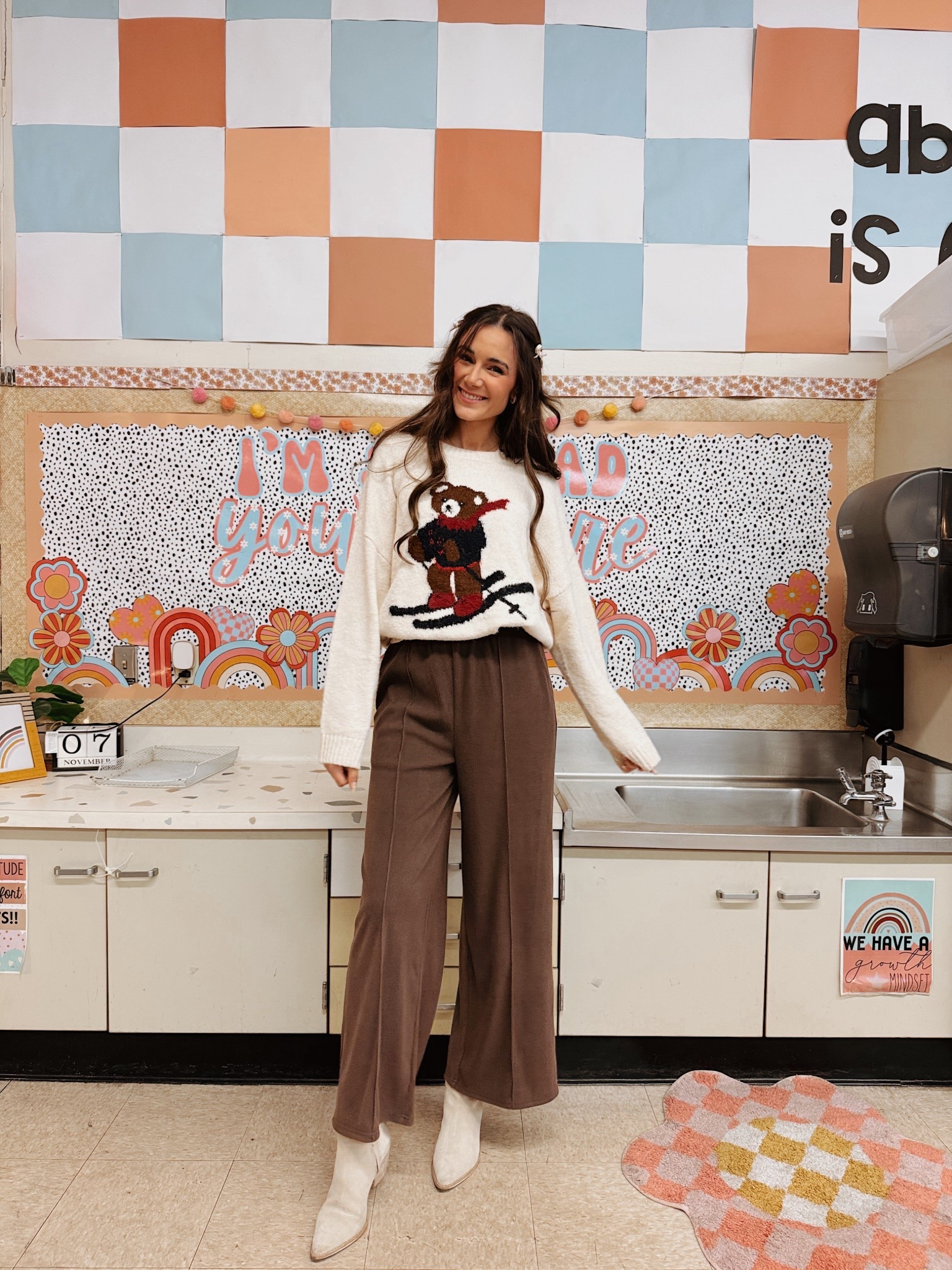 Wear an XL in the sweater (would have done M or L if it was available). Wearing a 2 in the pants. My tucking band made this outfit possible! The pants would have looked horrible if I had tried to tuck this sweater into them 😂

#LTKSeasonal #LTKFindsUnder50 #LTKWorkwear