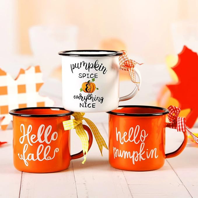 3 Autumn Thanksgiving Mini Coffee Mug, Pumpkin Mini Coffee Cups for Tiered Tray Decor Fall Center... | Amazon (US)
